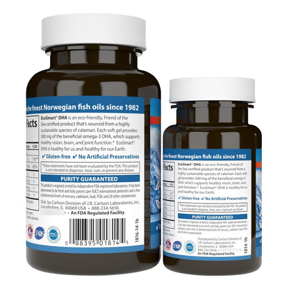 EcoSmart DHA 500 Mg Capsulas Blandas Sabor Limon Para Vision Y Cerebro