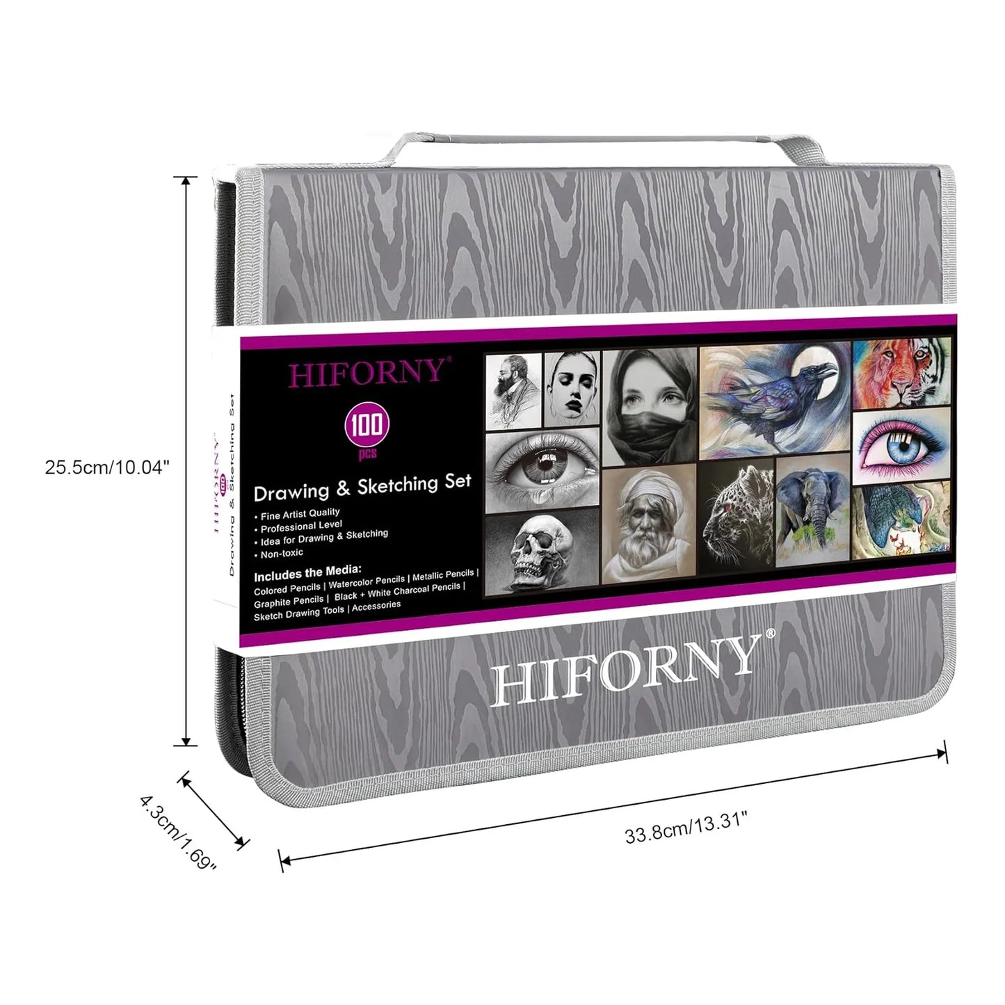 Kit Profesional De Dibujo 100 Piezas Con Cuaderno Y Estuche HIFORNY