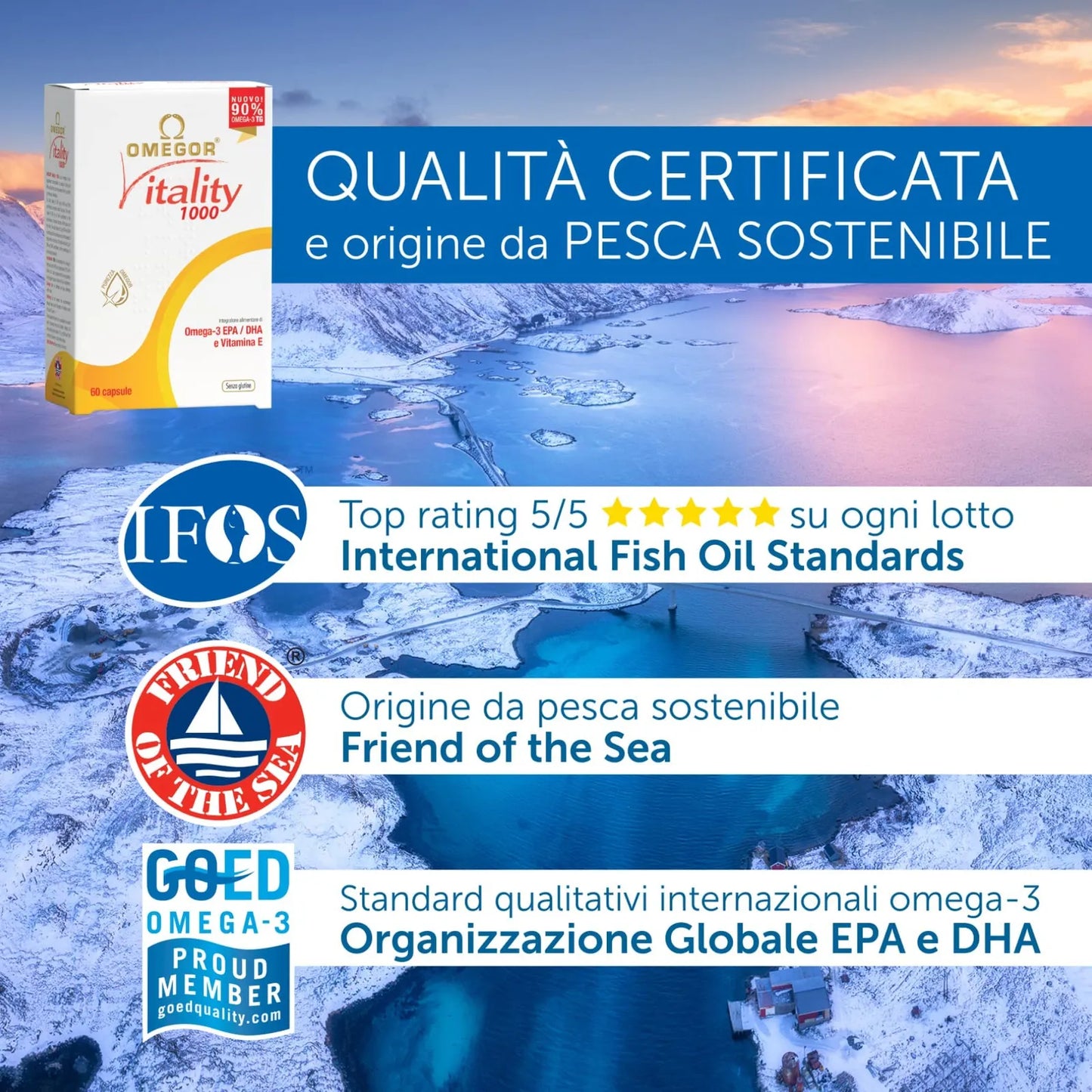Aceite De Pescado Omega 3 800 Mg EPA DHA Vitalidad 1000 Capsulas IFOS Certified Sin Regusto