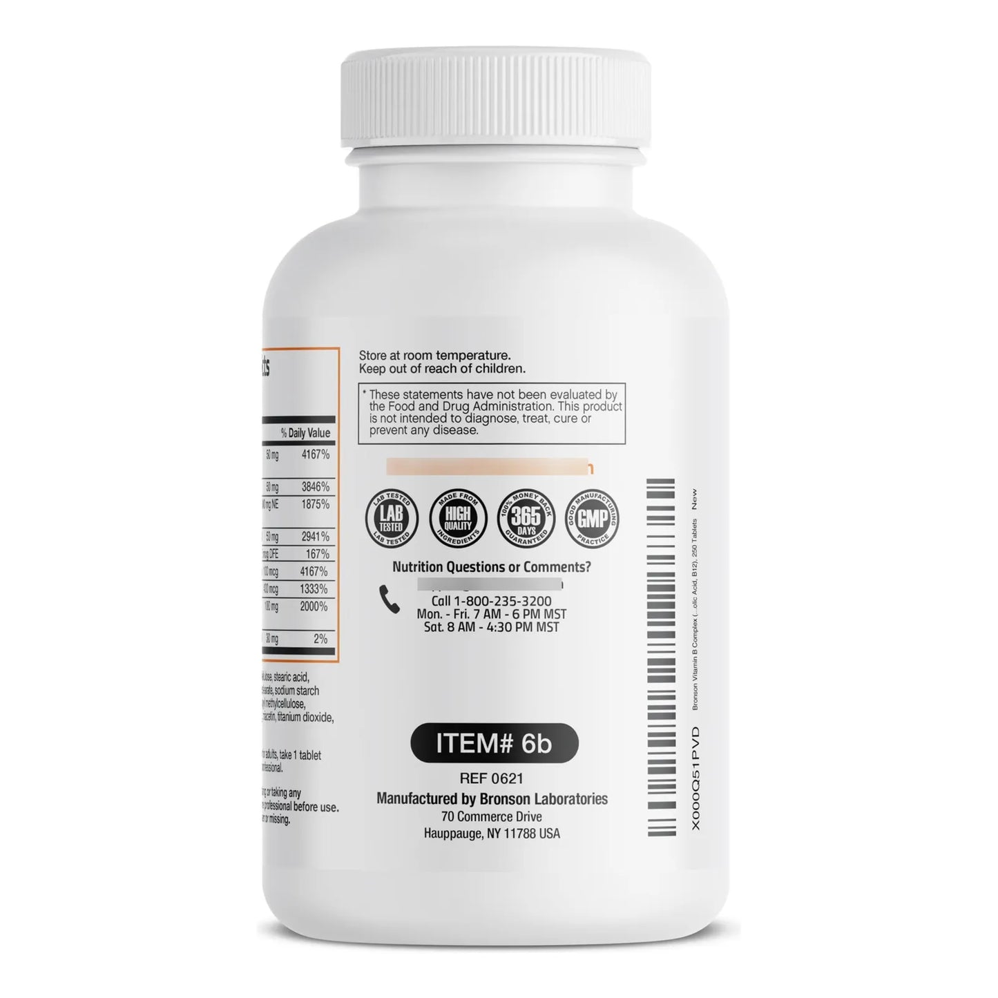 Complejo De Vitaminas B 250 Tabletas Energia Metabolismo Bronson