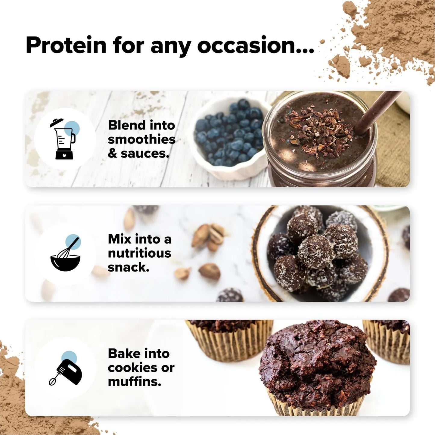 Proteína Vegana En Polvo Sabor Chocolate Orgánica Baja En Azúcar Y Calorías