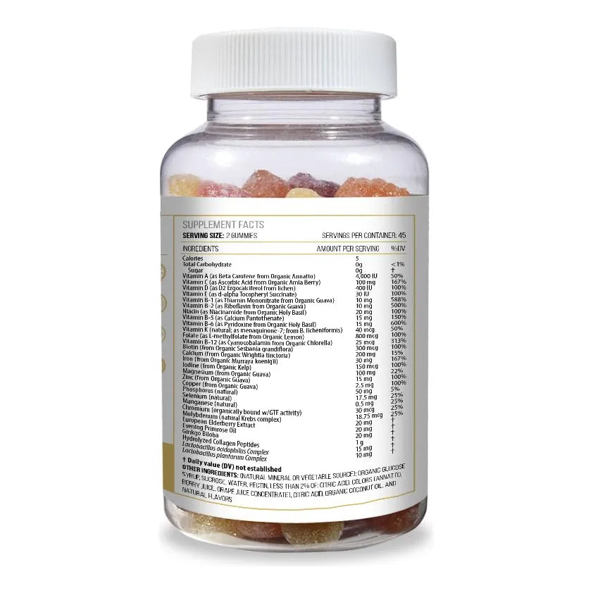 Gomitas Multivitaminicas Para Mujeres Mayores De 60 Años Con Probióticos Y 25 Vitaminas Sabor A Bayas