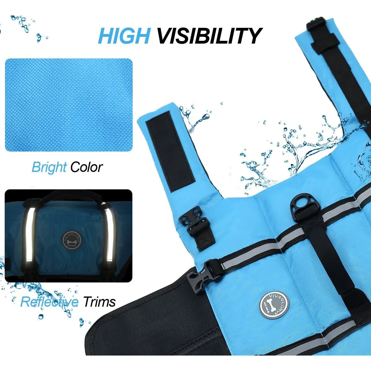 Chaleco Salvavidas Para Perro Vivaglory Ripstop Reflectante Con Asa De Rescate