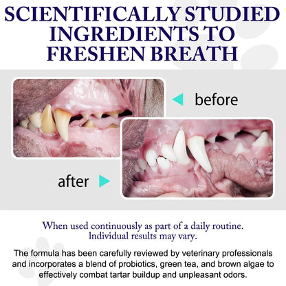 Polvo Dental Para Perros Y Gatos Reductor De Sarro Y Mal Aliento Con Probióticos