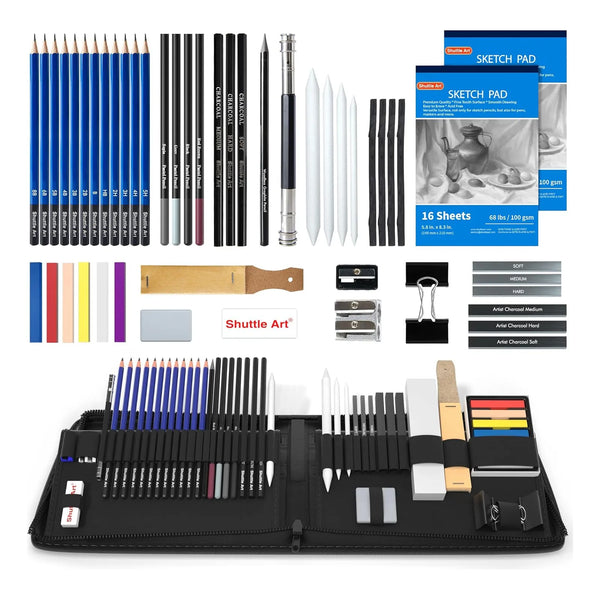 Kit De Lapices De Dibujo Profesional 52 Piezas Estuche Portatil Con Accesorios
