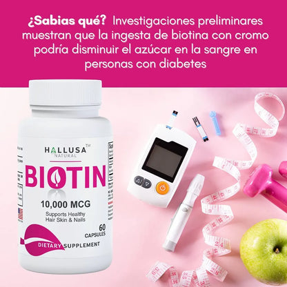 Biotina 10000 Mcg Crecimiento Cabello Barba Uñas 60 Capsulas