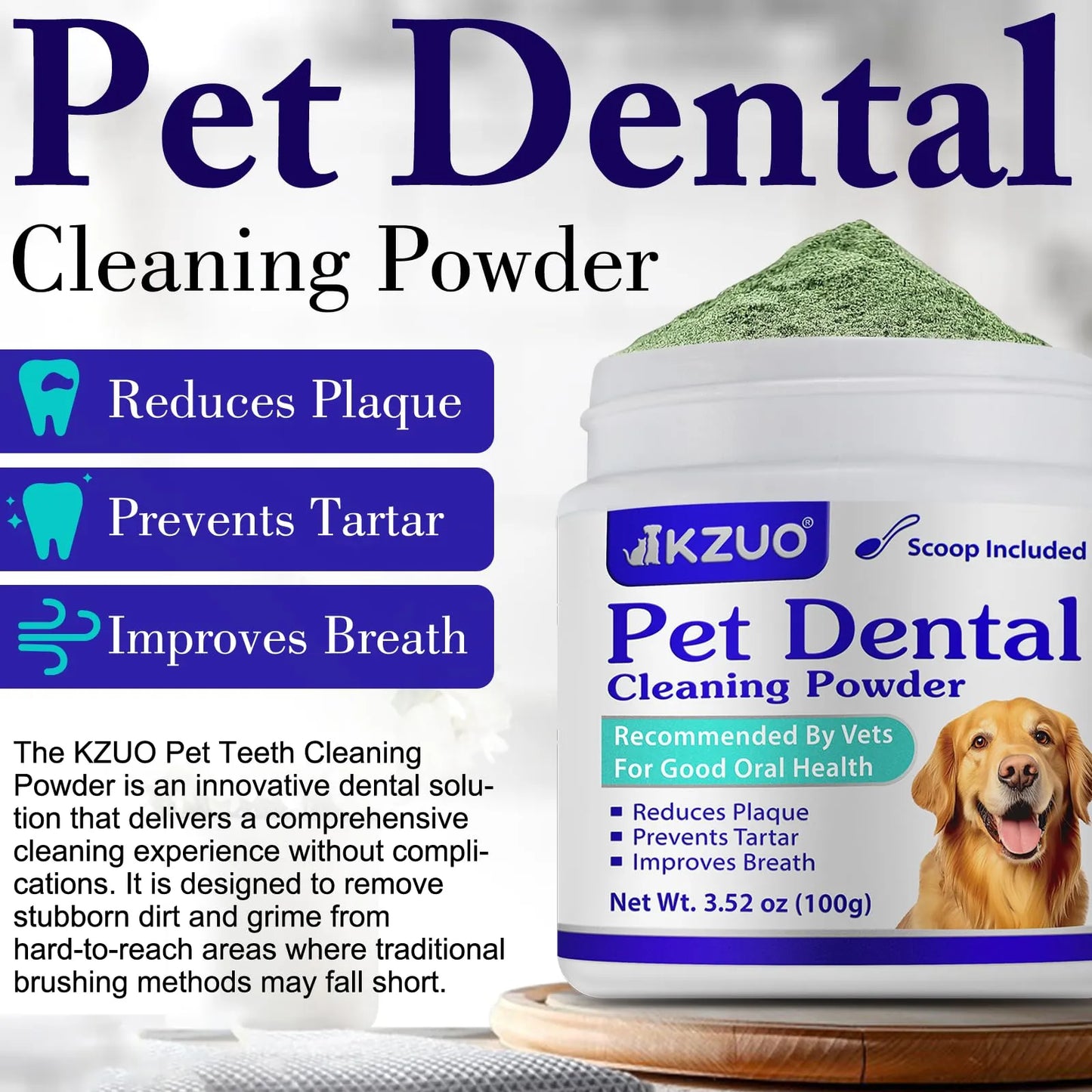 Polvo Dental Para Perros Y Gatos Reductor De Sarro Y Mal Aliento Con Probióticos
