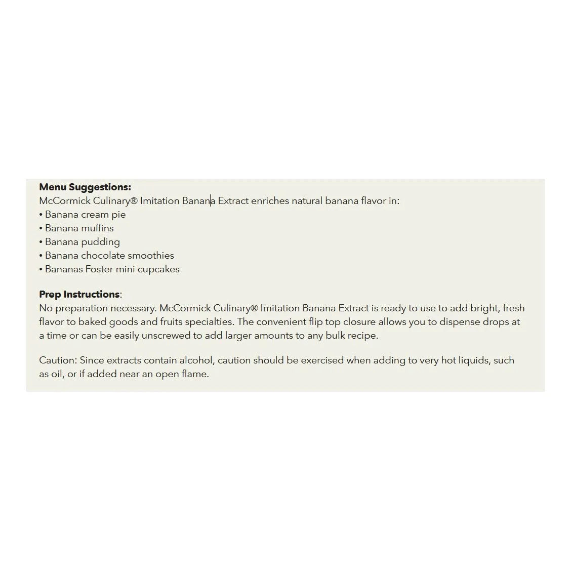Extracto De Platano McCormick 16 Onzas Sabor Premium Para Postres Y Reposteria