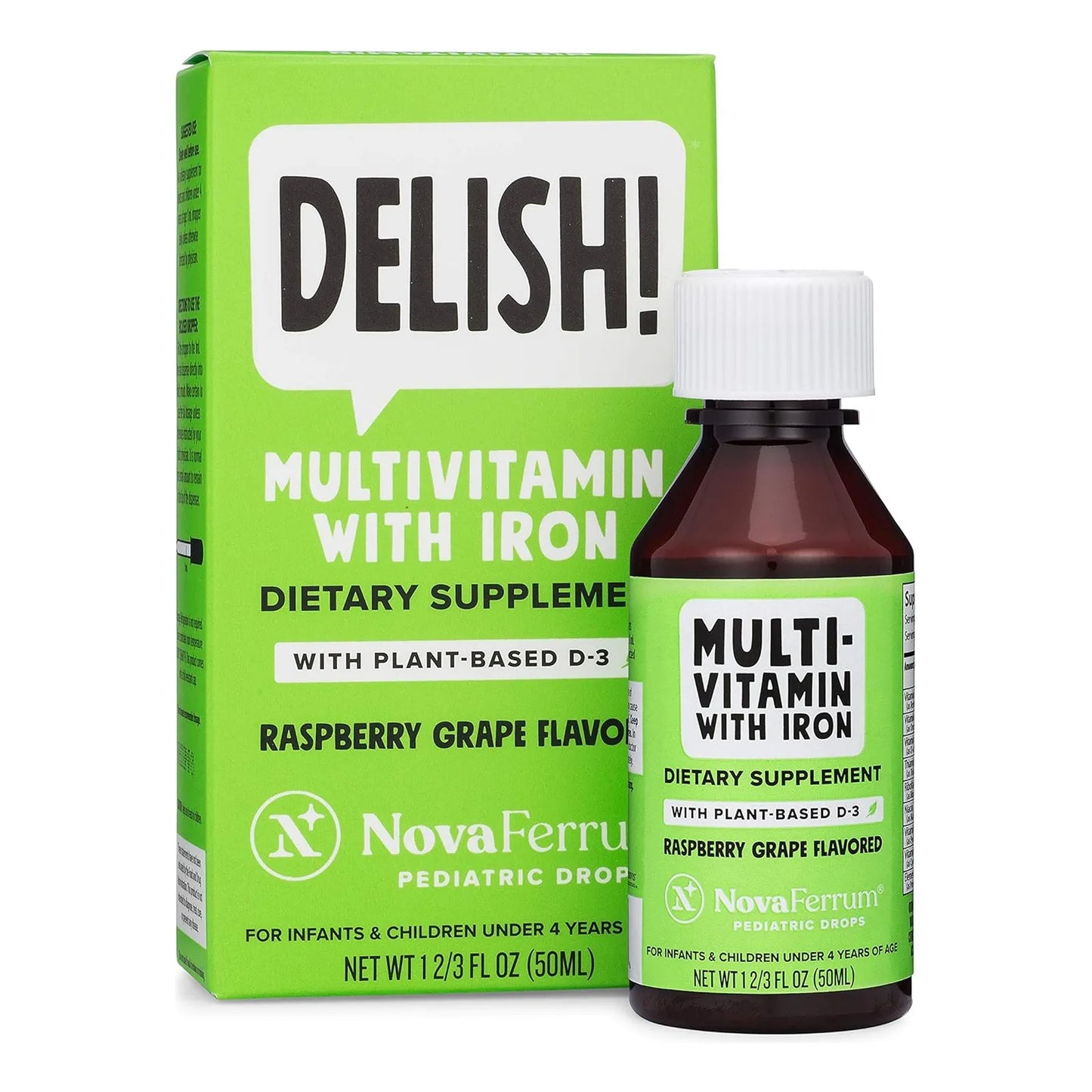Multivitamínico Vegano Con Hierro NovaFerrum Delish Sabor Uva Frambuesa Para Bebés