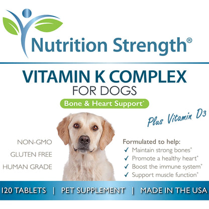 Vitamina K1 K2 Y D3 Para Perros Tabletas Masticables 120 Unidades