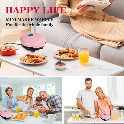Mini Maker Waffle Maker Oblea Antiadherente 5 Pulgadas Multiusos Rosa