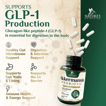 Probiótico Akkermansia Muciniphila Con Fibra Prebiótica Soporte GLP-1 Salud Intestinal