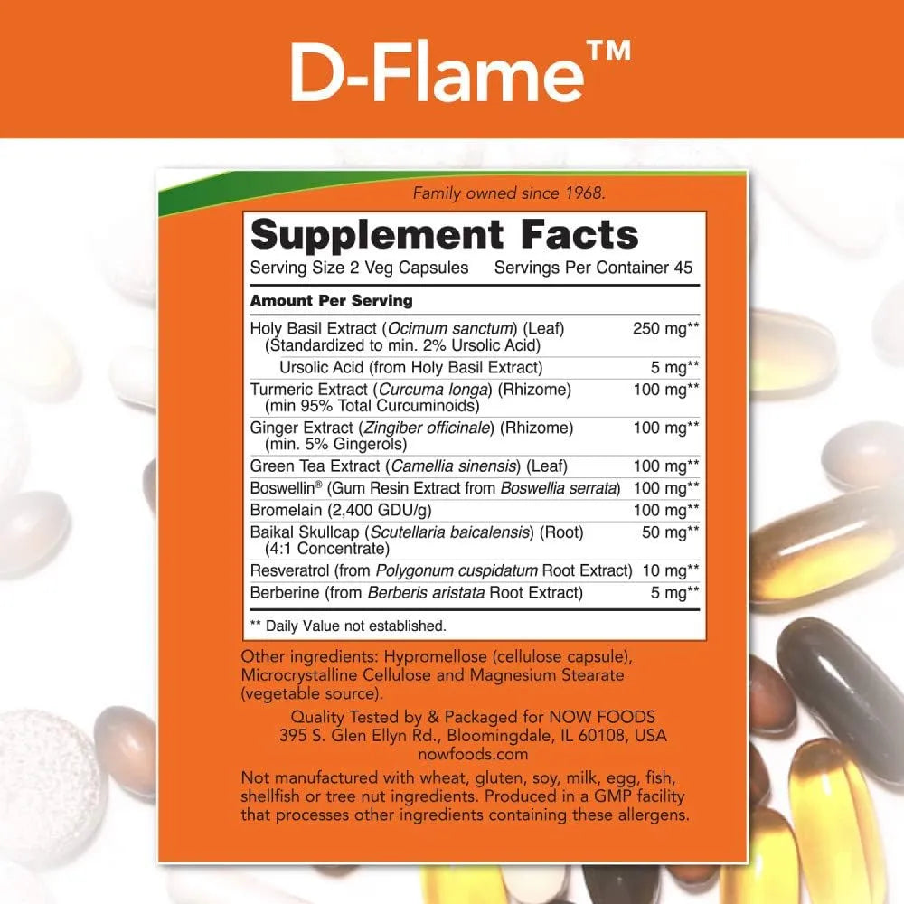 Capsulas D Flame 90 Unidades Antiinflamatorio Natural Vegetariano Sin Gluten