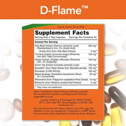 Capsulas D Flame 90 Unidades Antiinflamatorio Natural Vegetariano Sin Gluten