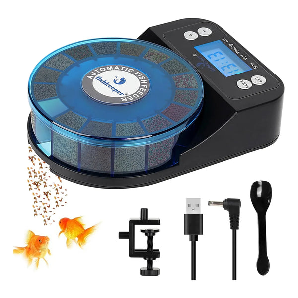 Alimentador Automático Recargable Con Dispensador De Precisión Para Peces Y Tortugas