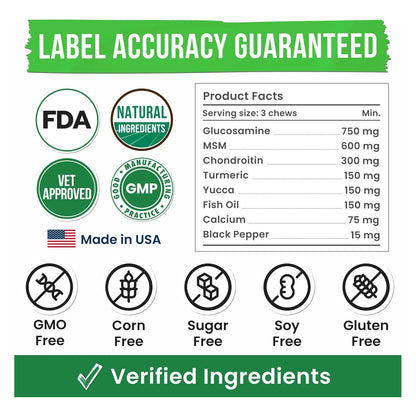 Golosinas Para Perros Con Glucosamina Y Condroitina Aceite De Pescado Omega 120Ct