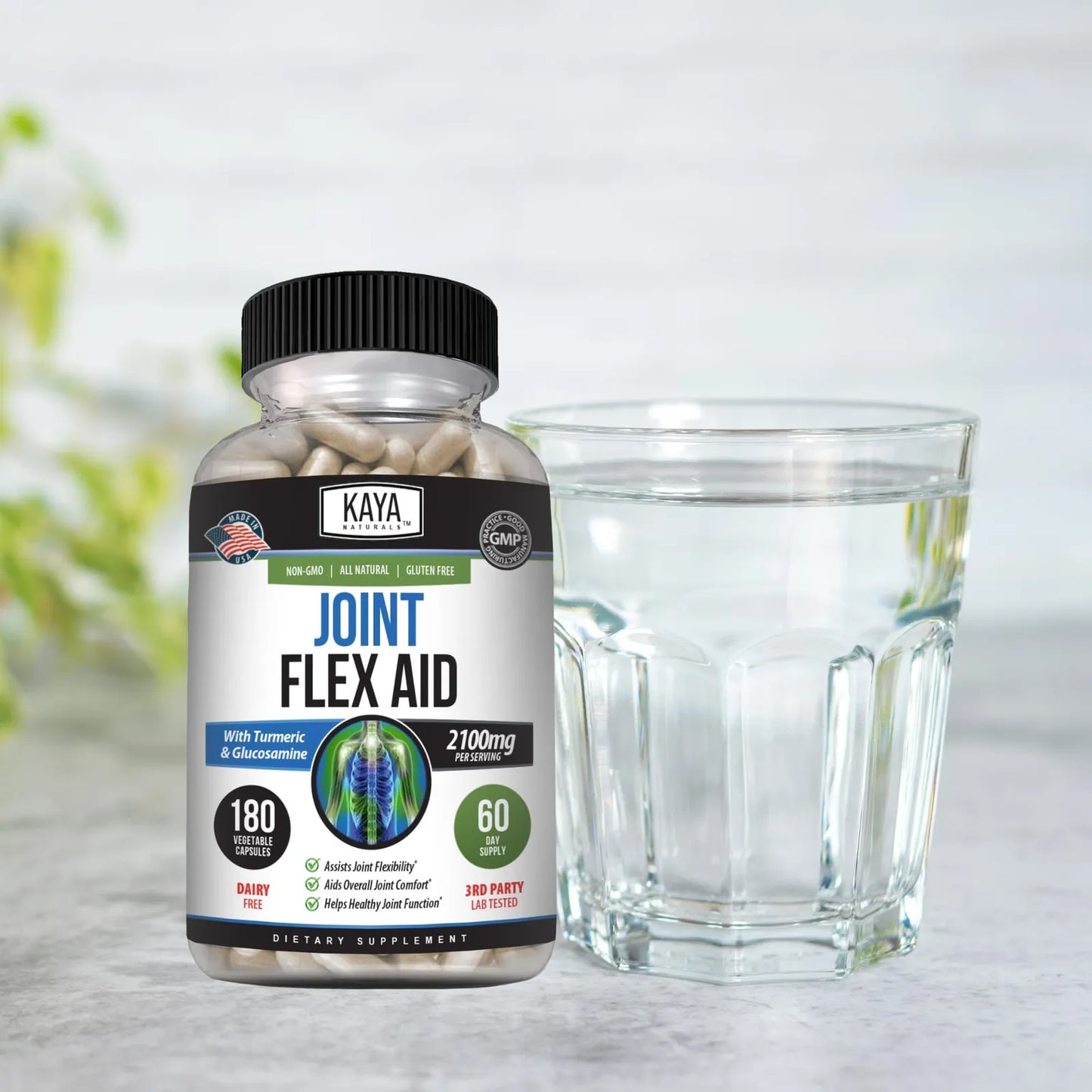 Kaya Naturals Joint Flex Aid Cápsulas De Cúrcuma Para Articulaciones 180 Unidades