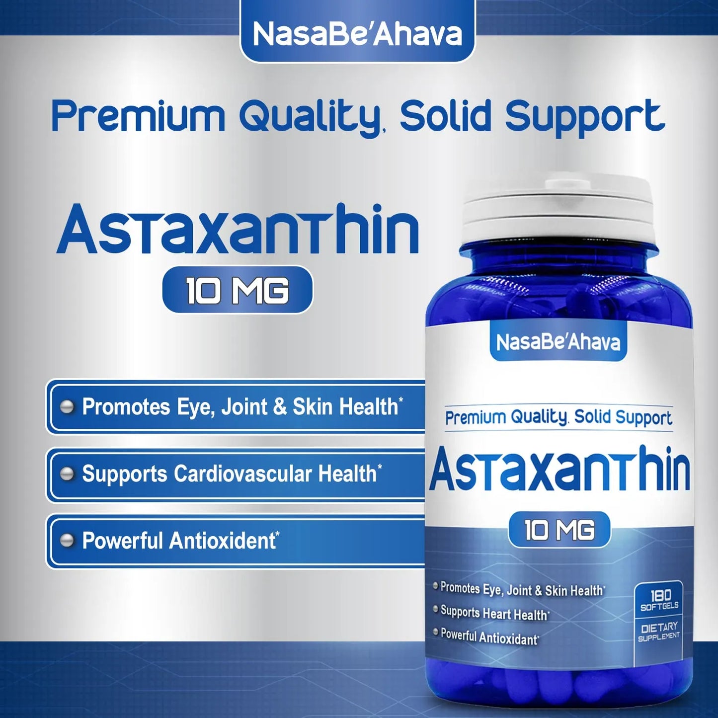 Suplemento De Astaxantina Antioxidante 10 Mg Para Piel Y Ojos Saludables