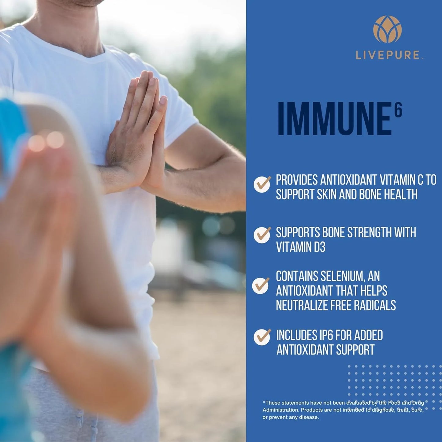 Capsulas Pure Immune6 120 Unidades Suplemento Inmunologico Vitamina C D3 IP6 Selenio
