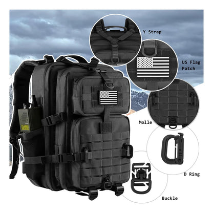 Mochila Táctica Militar 45L Resistente Al Agua Con Sistema MOLLE Y Compartimento Hidratación