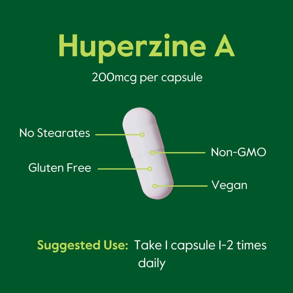 Huperzina A 200 Mcg De Huperzia Serrata Natural 120 Capsulas Vegano Sin Gluten