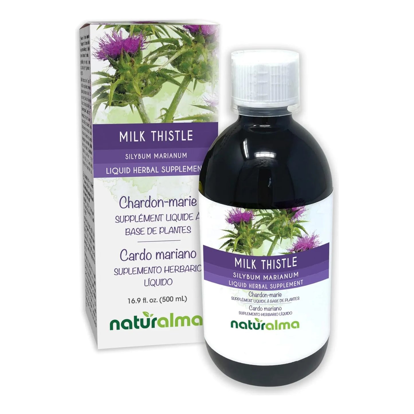 Tintura De Cardo Mariano Naturalma Extracto Líquido Sin Alcohol 16.9 Onzas Vegano