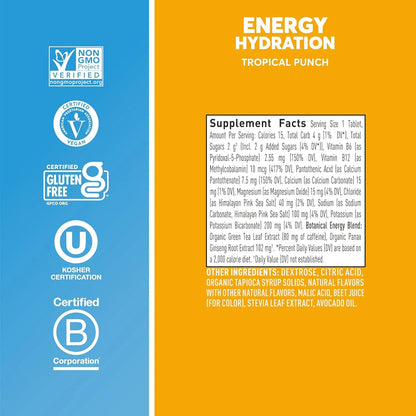 Nuun Energia Tabletas 80 Unidades Golpe Tropical Cafeina Ginseng Hidratacion Vitaminas