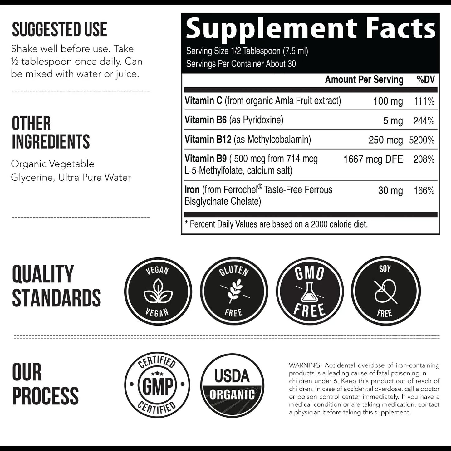Suplemento Hierro Liquido Organico Sabor Bayas Con Vitamina C Y Cofactores Esenciales