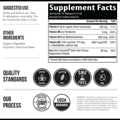 Suplemento Hierro Liquido Organico Sabor Bayas Con Vitamina C Y Cofactores Esenciales