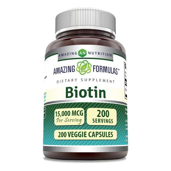 Biotina 15000 Mcg Cabello Piel Uñas Saludables 200 Capsulas Ee Uu