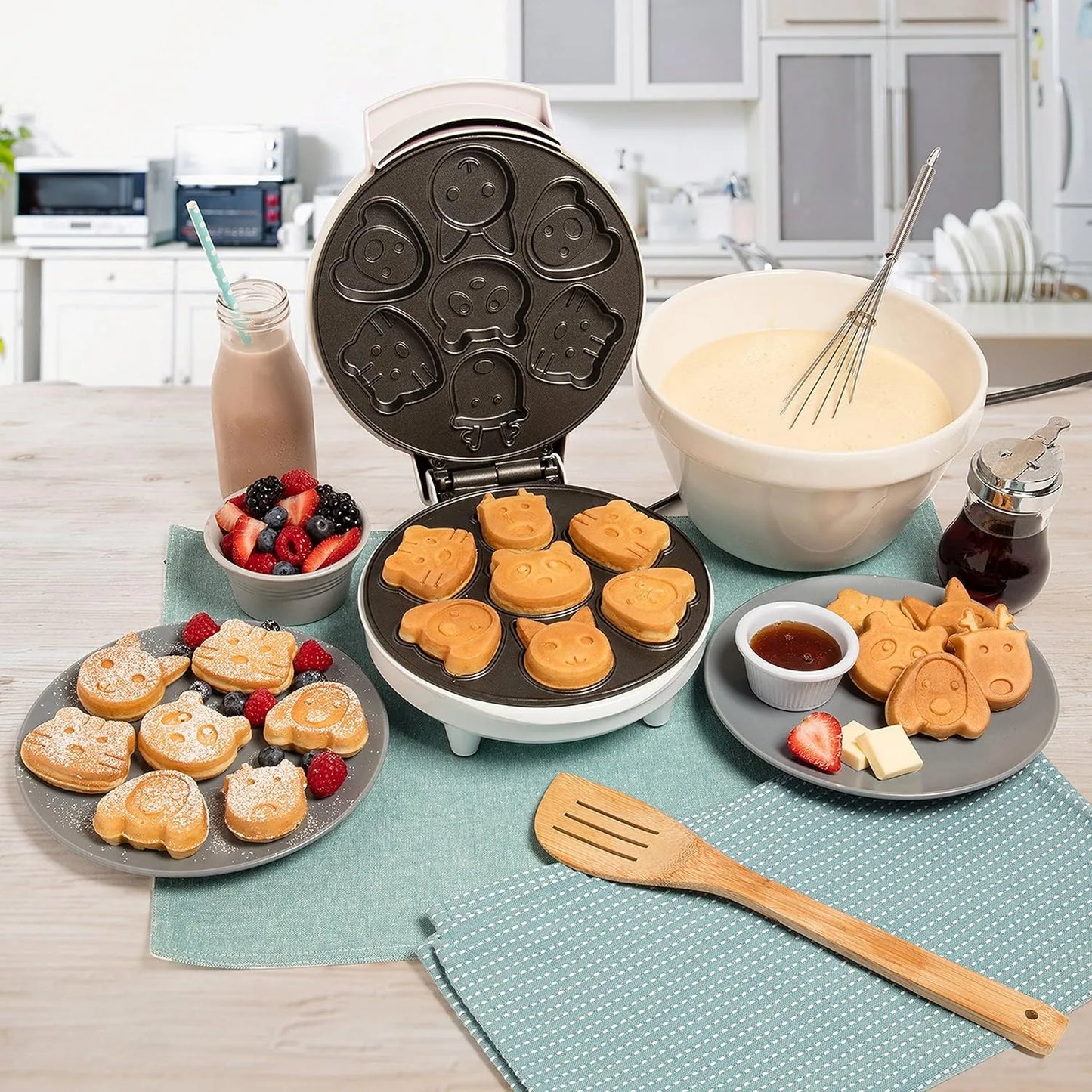 Wafflera Electrica Mini Panqueques Animales 7 Figuras Antiadherente CucinaPro