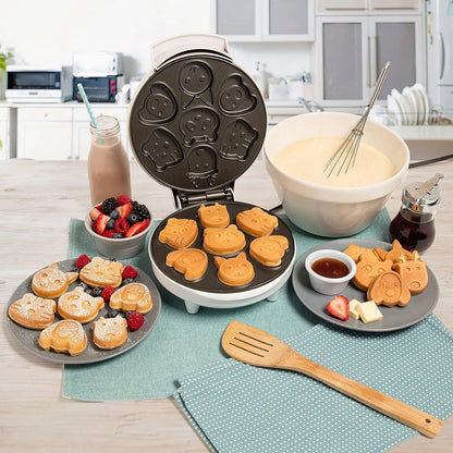 Wafflera Electrica Mini Panqueques Animales 7 Figuras Antiadherente CucinaPro