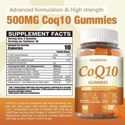 Gomitas Coq10 500 Mg Con Omega 3 Y Magnesio Absorcion Mejorada