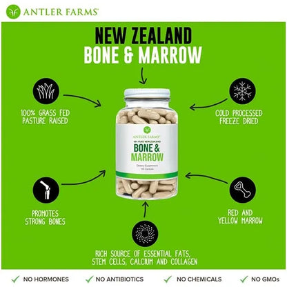 Capsulas De Hueso Y Medula De Nueva Zelanda 180 Unidades 750 Mg Antler Farms