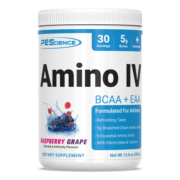 Amino IV Uva Frambuesa Polvo BCAA EAA 60 Porciones Con Electrolitos