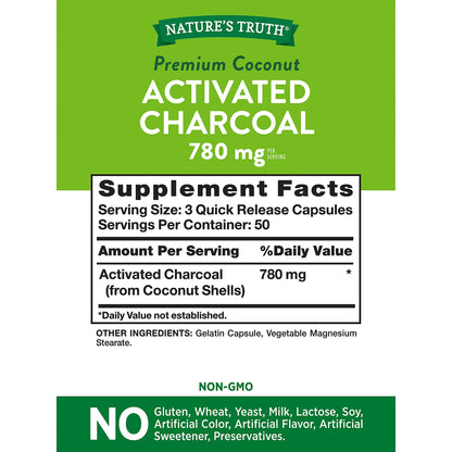 Cápsulas De Carbón Activado 780 Mg 150 Unidades Tamaño Económico Nature's Truth