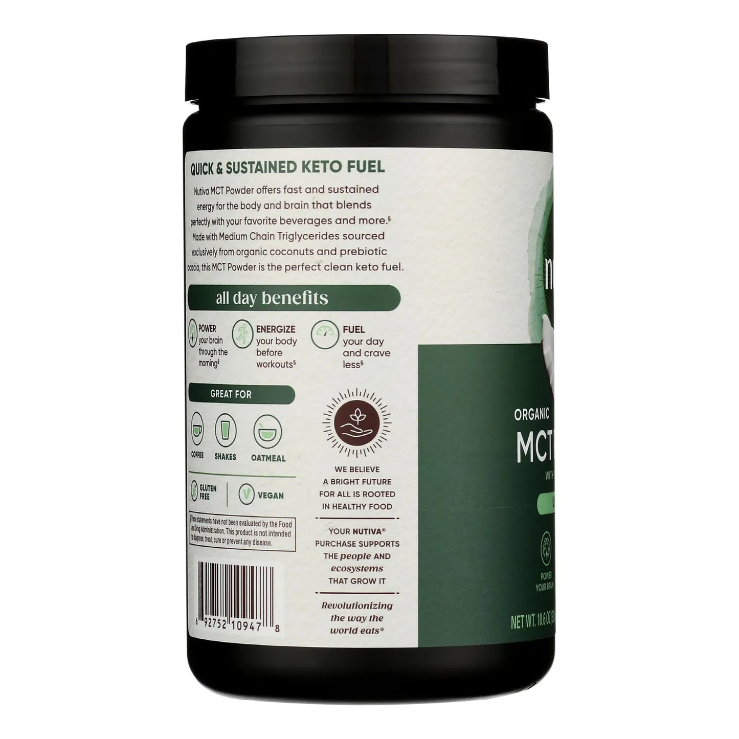 Polvo Orgánico MCT Con Fibra De Acacia Prebiótica 300 Gramos Energía Keto Y Paleo