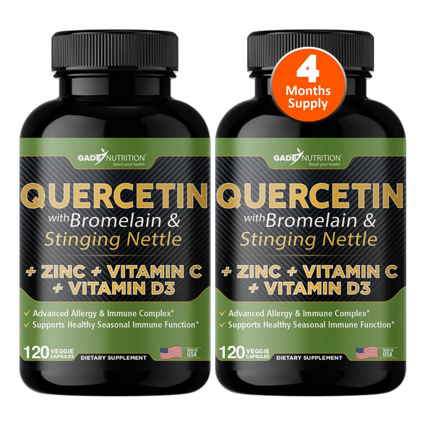 Quercetina 500 Mg Con Vitamina C Zinc Y Bromelina 240 Cápsulas Veganas