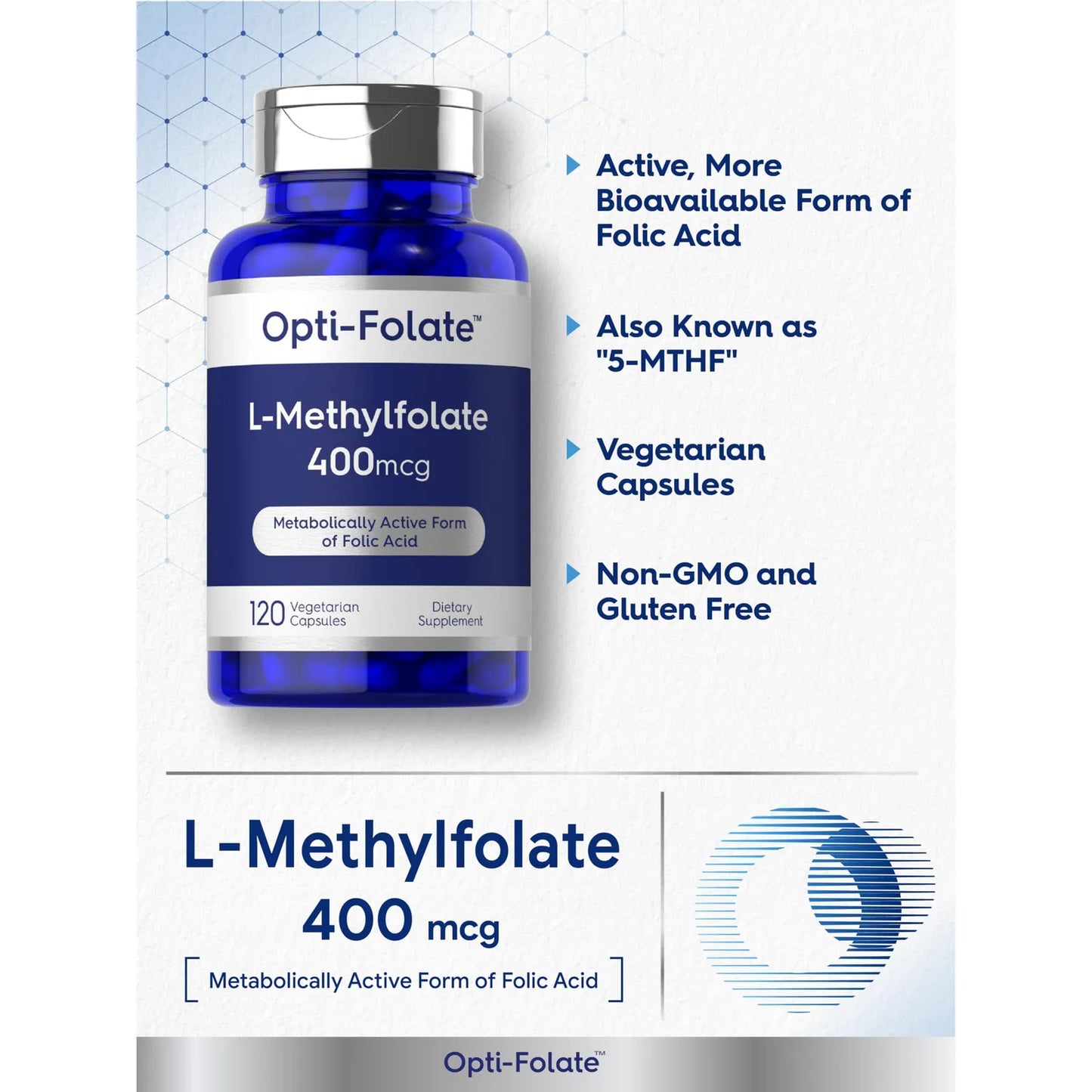 Folato Metilado 400mcg 120 Cápsulas Vegetarianas - Energía y Bienestar