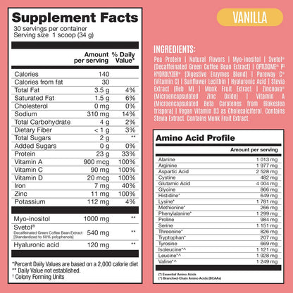 Proteína Vegana En Polvo Con Colágeno Y Ácido Hialurónico Para Belleza Y Fitness