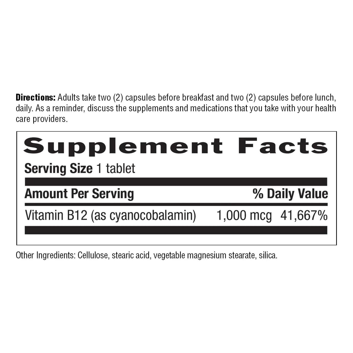 Vitamina B12 1000 Mcg Energia Cerebro Salud Nerviosa Vegano Sin Gluten