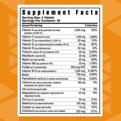 Complejo Multivitaminico Mineral Natural Youngevity Beyond Tangy Tangerine 2.0 120 Tabletas