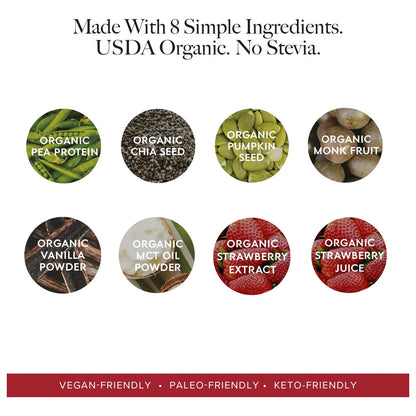 Proteína Vegana De Guisante En Polvo Sabor Fresa Orgánica 20g X 10 Sobres Keto Sin Gluten