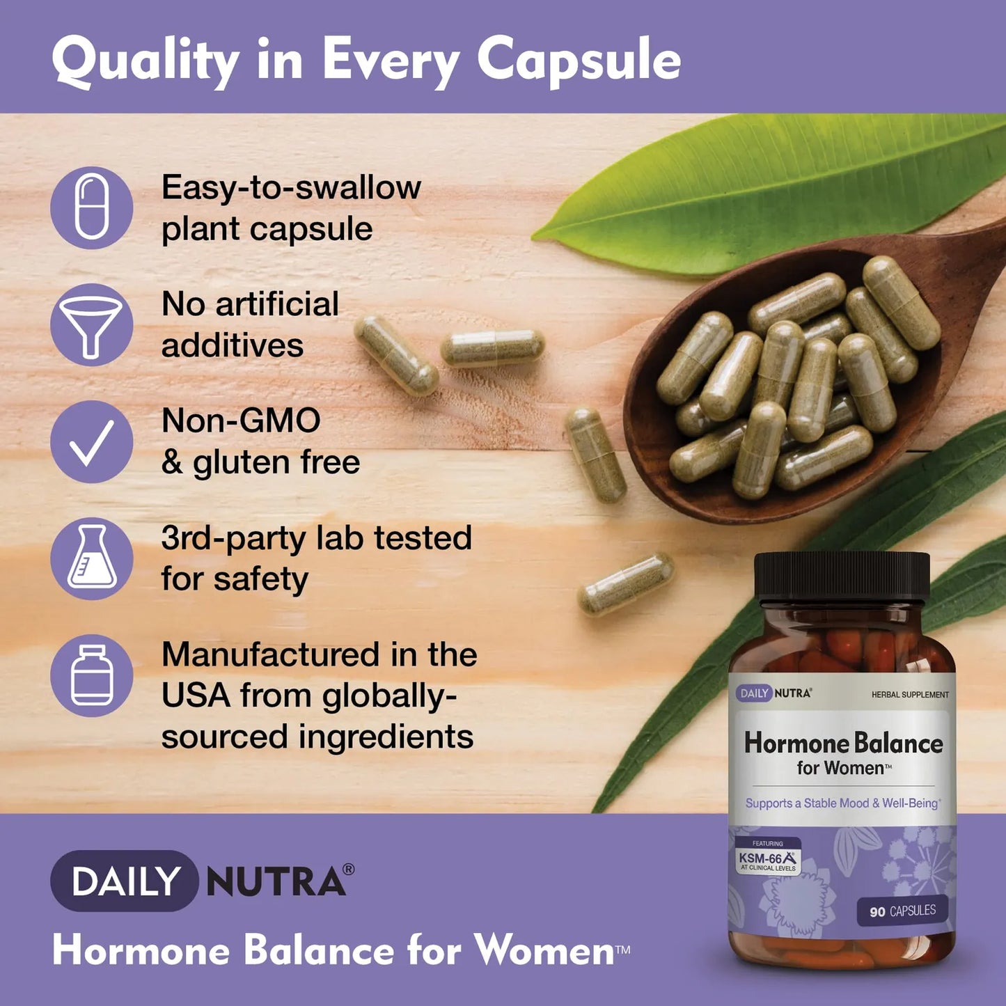 Suplemento Natural Equilibrio Hormonal Mujeres Ashwagandha KSM66 Alivia SPM Menopausia