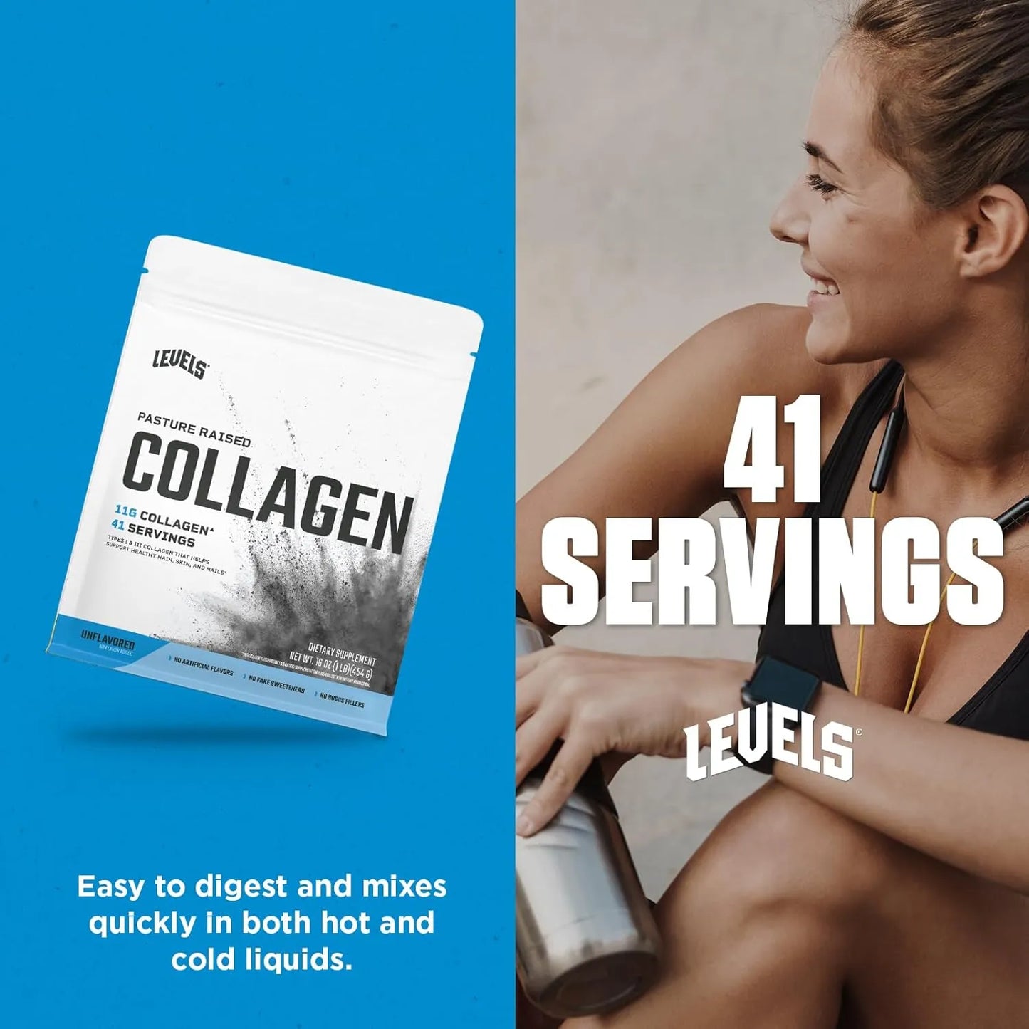 Péptidos De Colágeno Sin Sabor Levels 1 Lb Hidrolizado Para Piel Y Articulaciones