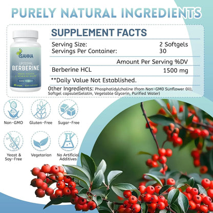 Cápsulas Liposomales Berberina 1500mg Sahha Absorción Superior Efecto Antioxidante