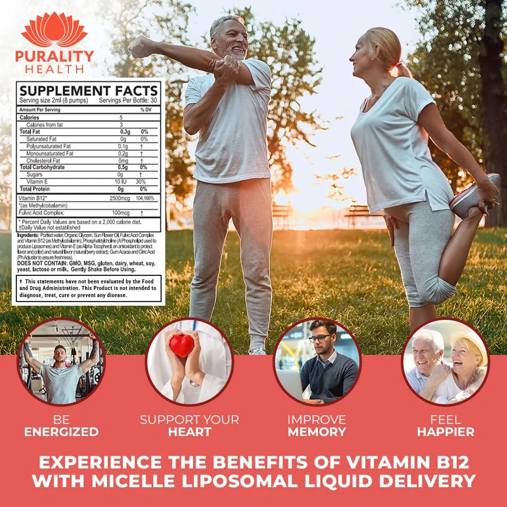 Vitamina Líquida Liposomal B12 2500 Mcg Con Ácido Fúlvico Energía Y Bienestar