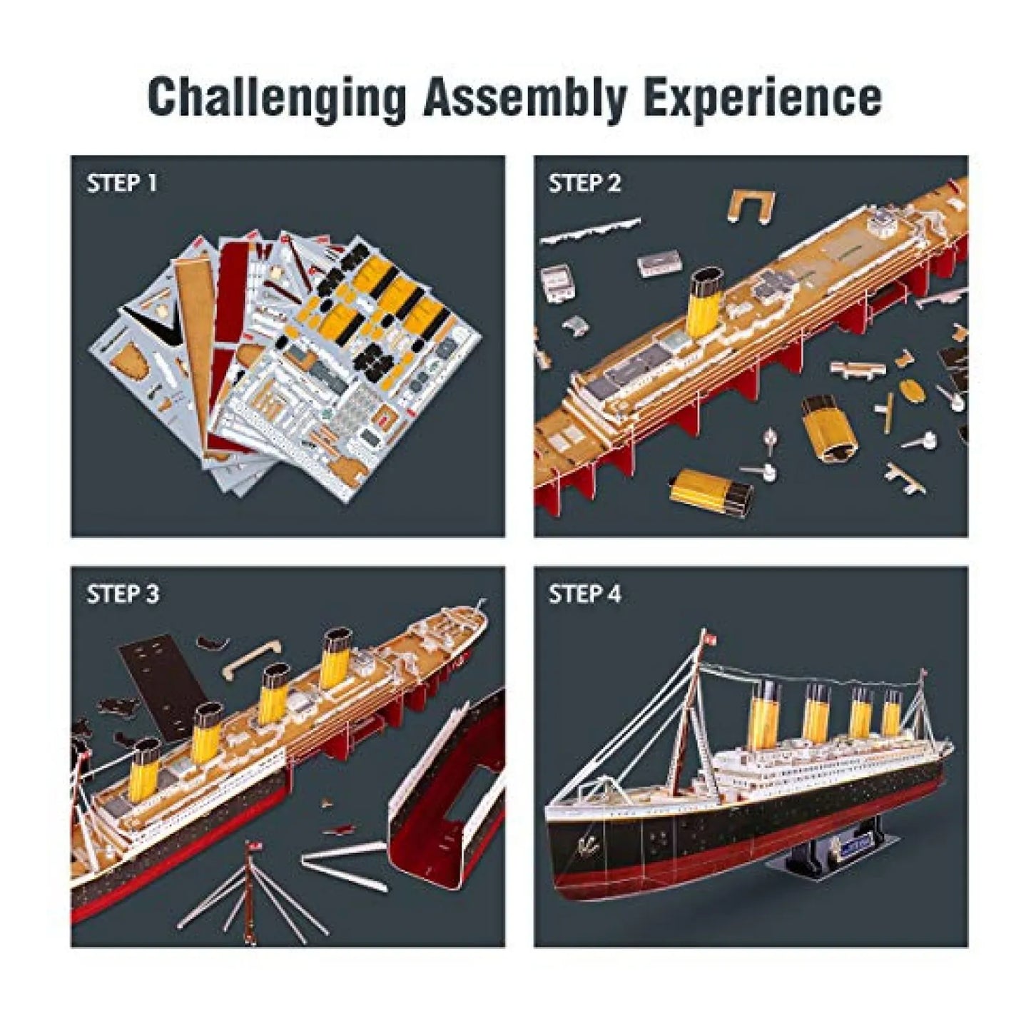 3D Puzzle Titanic LED Ship 346 Kits Modelos Grandes CubicFun Unico