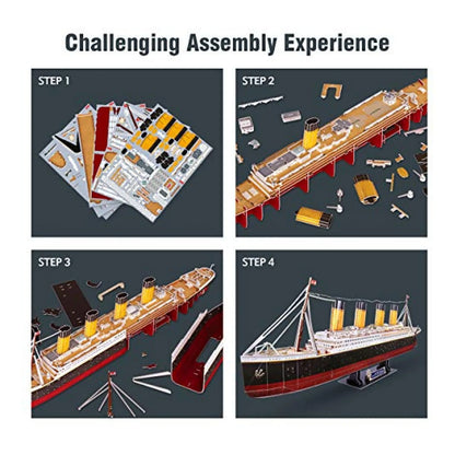 3D Puzzle Titanic LED Ship 346 Kits Modelos Grandes CubicFun Unico