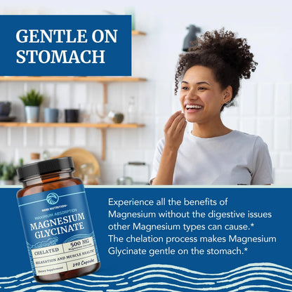 Glicinato De Magnesio 500 Mg Alta Absorción Relajación Muscular Y Sueño Profundo